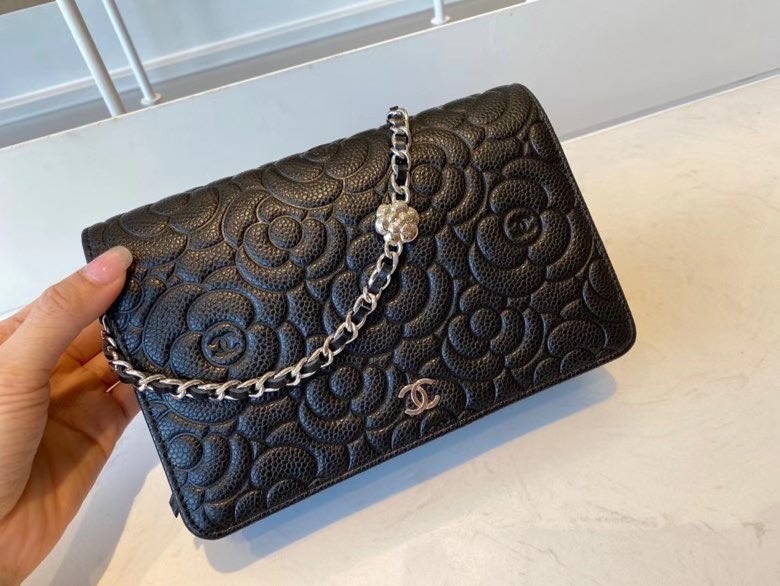 chanel classic clutch with chain Lambskin & silver-Tone Metal AP3317 black
