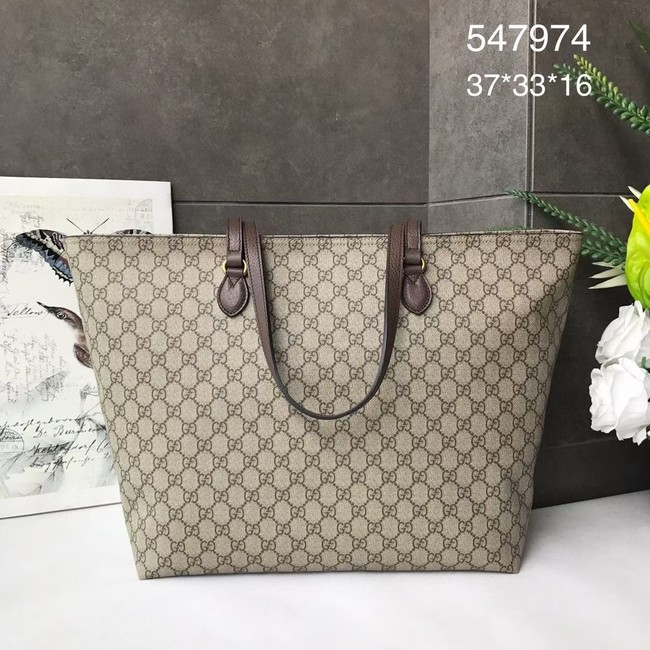 Gucci GG Supreme canvas medium tote bag 547974 brown