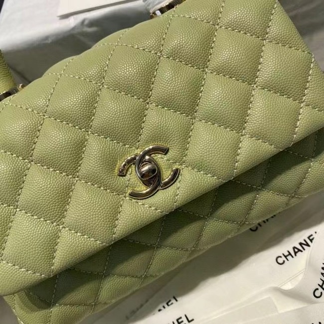 Chanel coco mini flap bag with top handle A92995 Avocado Green