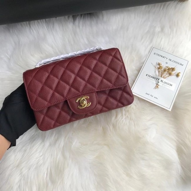 Chanel mini flap bag Grained Calfskin A1116 Burgundy