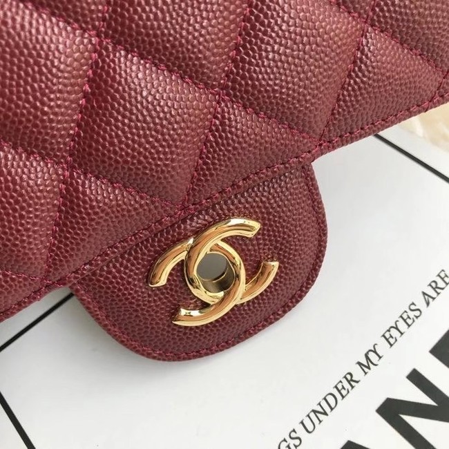 Chanel mini flap bag Grained Calfskin A1116 Burgundy
