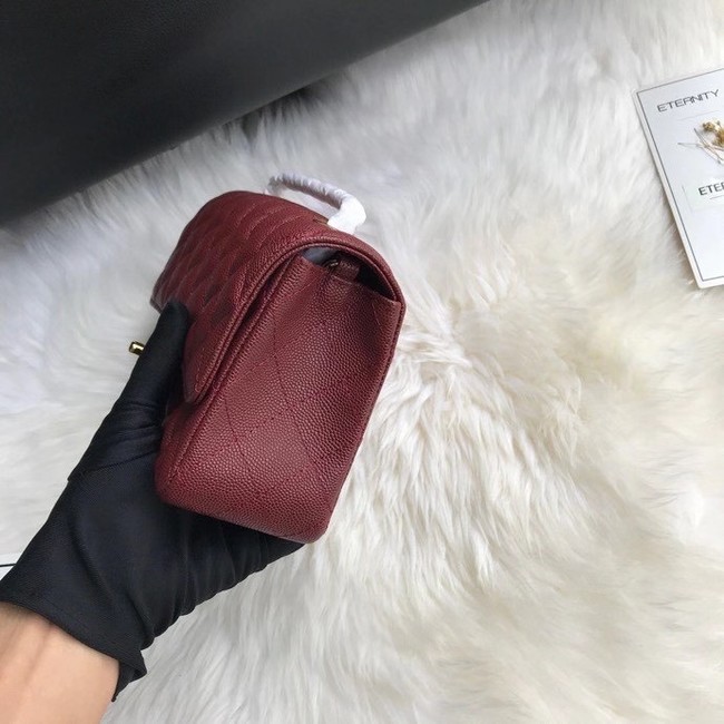 Chanel mini flap bag Grained Calfskin A1116 Burgundy