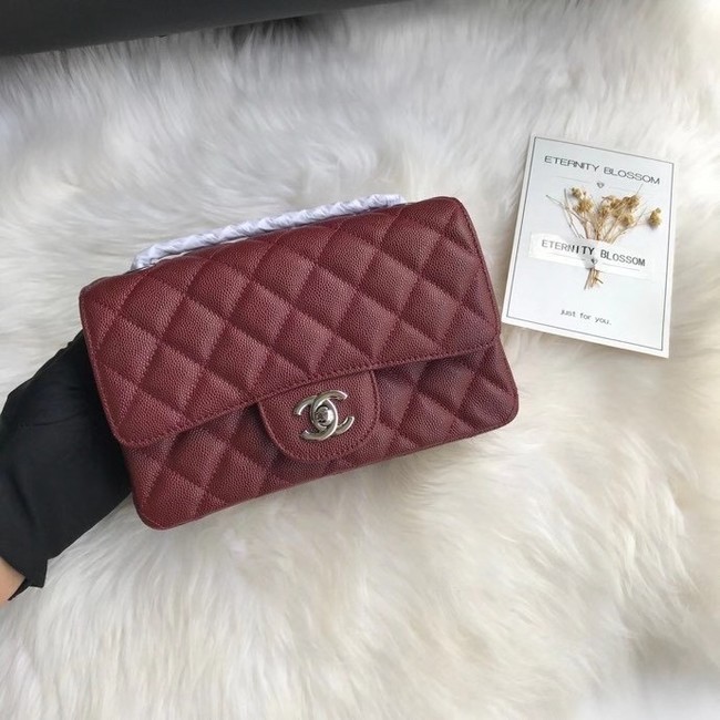 Chanel mini flap bag Grained Calfskin A1116 Burgundy