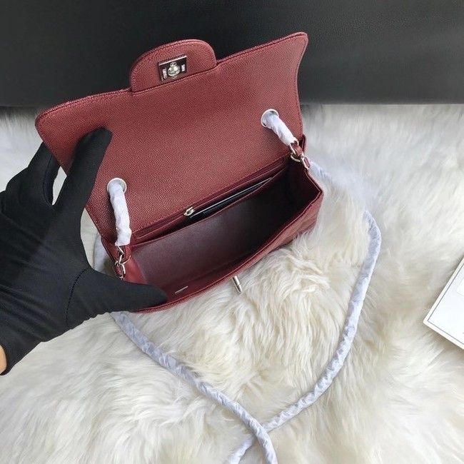 Chanel mini flap bag Grained Calfskin A1116 Burgundy