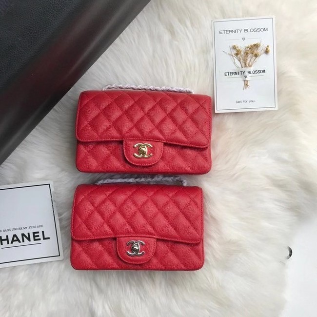 Chanel mini flap bag Grained Calfskin A1116 RED
