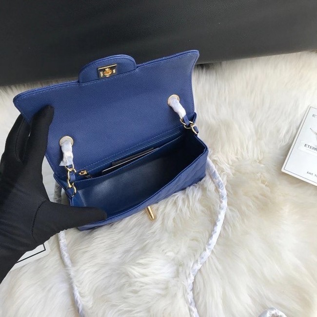 Chanel mini flap bag Grained Calfskin A1116 dark blue