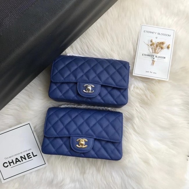Chanel mini flap bag Grained Calfskin A1116 dark blue