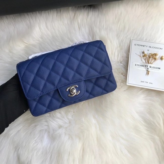 Chanel mini flap bag Grained Calfskin A1116 dark blue