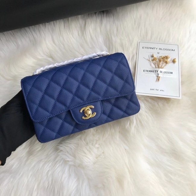 Chanel mini flap bag Grained Calfskin A1116 dark blue