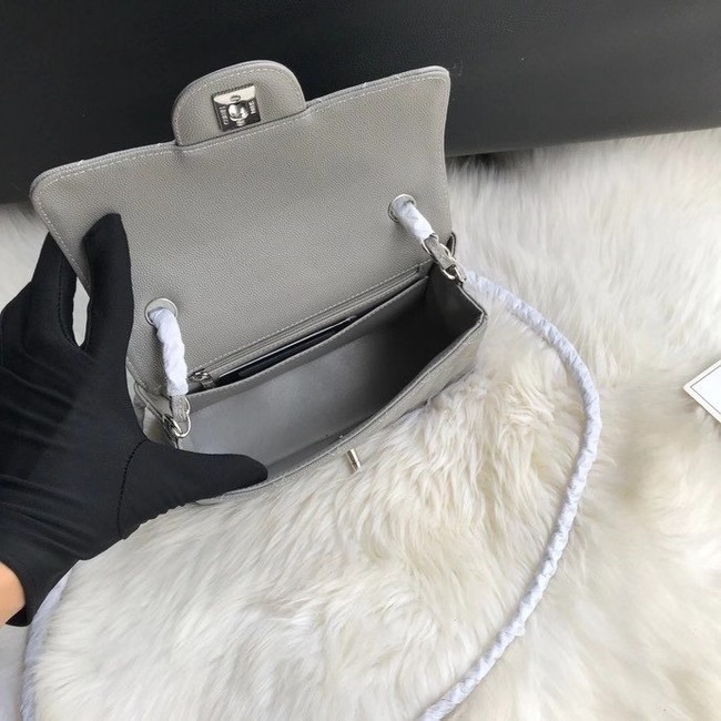 Chanel mini flap bag Grained Calfskin A1116 gray