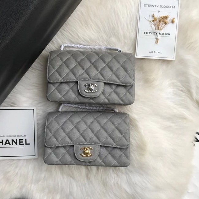 Chanel mini flap bag Grained Calfskin A1116 gray