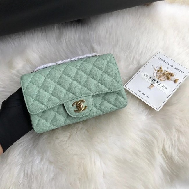 Chanel mini flap bag Grained Calfskin A1116 light green