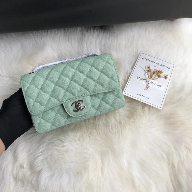 Chanel mini flap bag Grained Calfskin A1116 light green