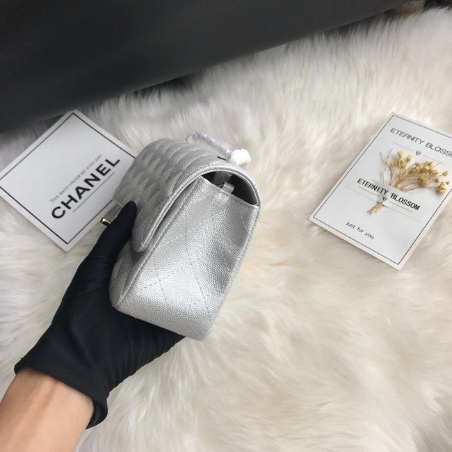 Chanel mini flap bag Grained Calfskin A1116 silver