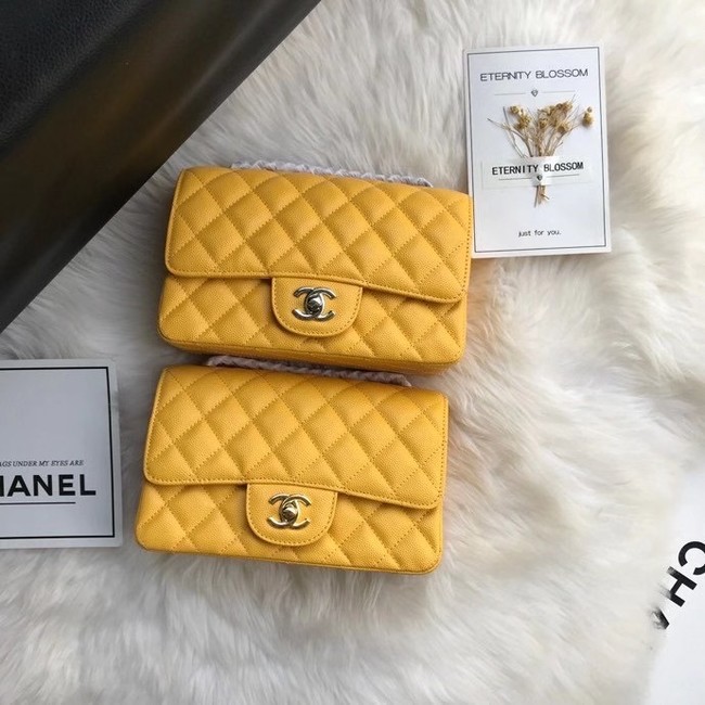 Chanel mini flap bag Grained Calfskin A1116 yellow