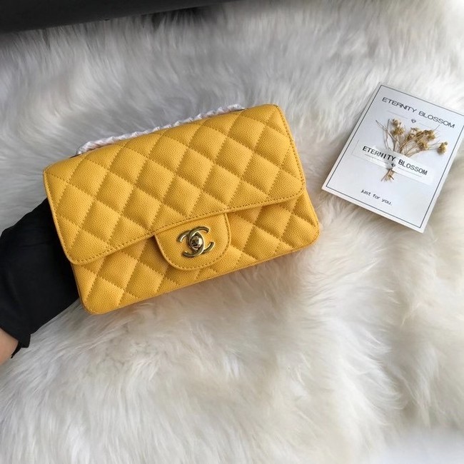 Chanel mini flap bag Grained Calfskin A1116 yellow