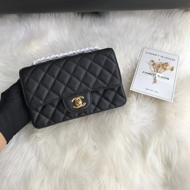 Chanel mini flap bag Grained Calfskin &GOLD-Tone Metal A1116 black