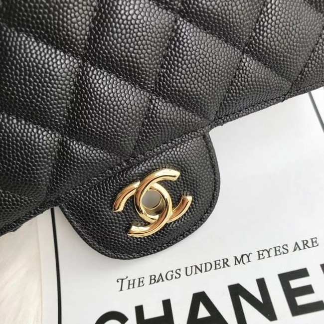 Chanel mini flap bag Grained Calfskin &GOLD-Tone Metal A1116 black