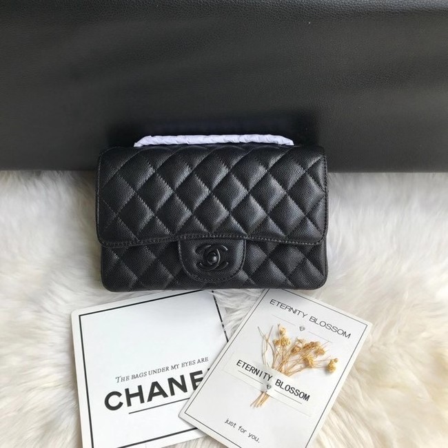 Chanel mini flap bag Grained Calfskin &black-Tone Metal A1116 black