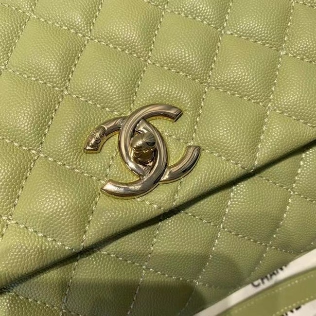 Chanel coco flap bag with top handle A92991 Avocado Green