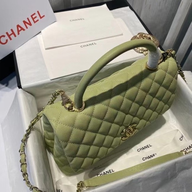 Chanel coco flap bag with top handle A92991 Avocado Green