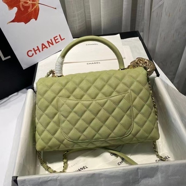 Chanel coco flap bag with top handle A92991 Avocado Green