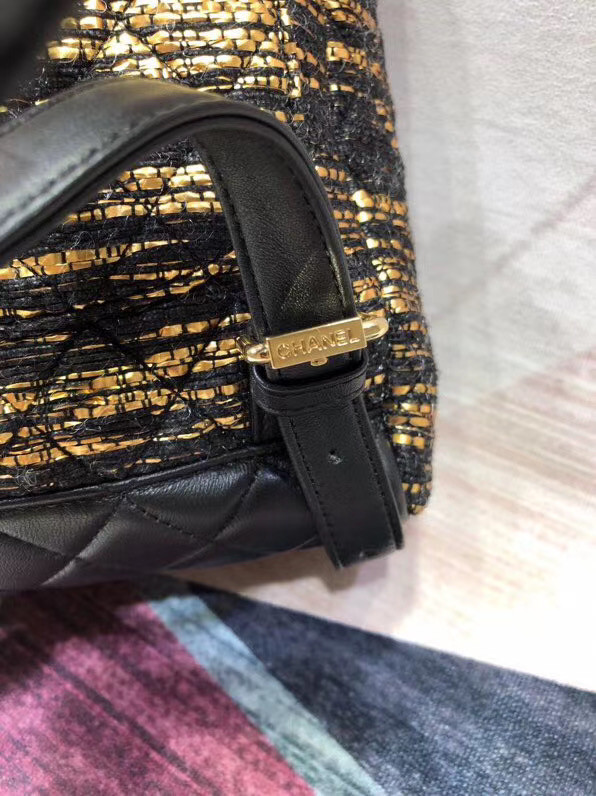 CHANEL Tweed small Backpack & gold-Tone Metal 69964 black