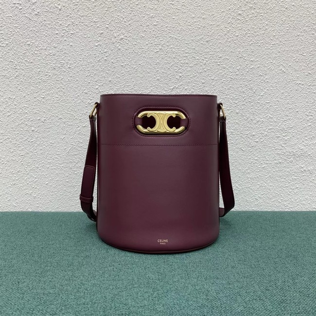 Celine BUCKET BAG IN SHINY CALFSKIN 193043 Burgundy