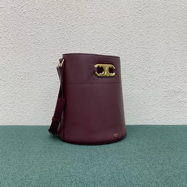 Celine BUCKET BAG IN SHINY CALFSKIN 193043 Burgundy