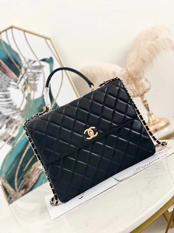 Chanel coco flap bag with top handle A92237 black