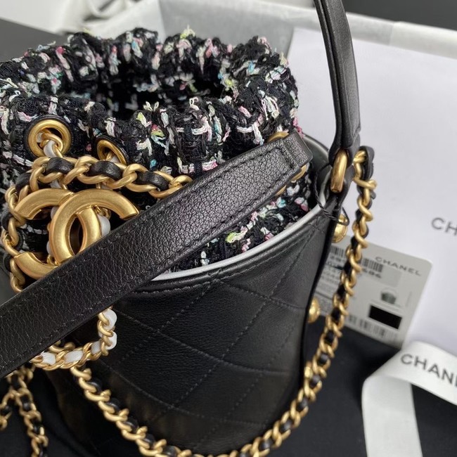 Chanel drawstring bag Lambskin & Gold Metal AS6695 black