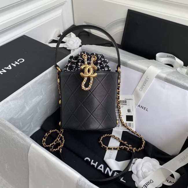 Chanel drawstring bag Lambskin & Gold Metal AS6695 black