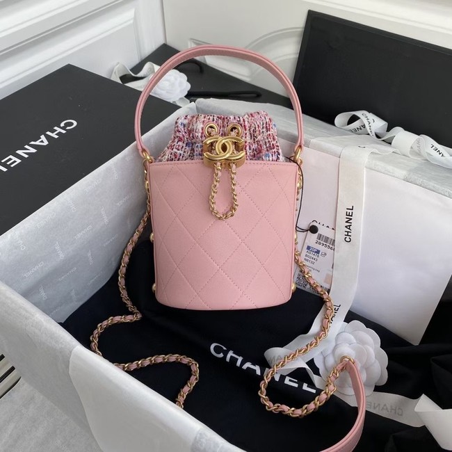 Chanel drawstring bag Lambskin & Gold Metal AS6695 pink