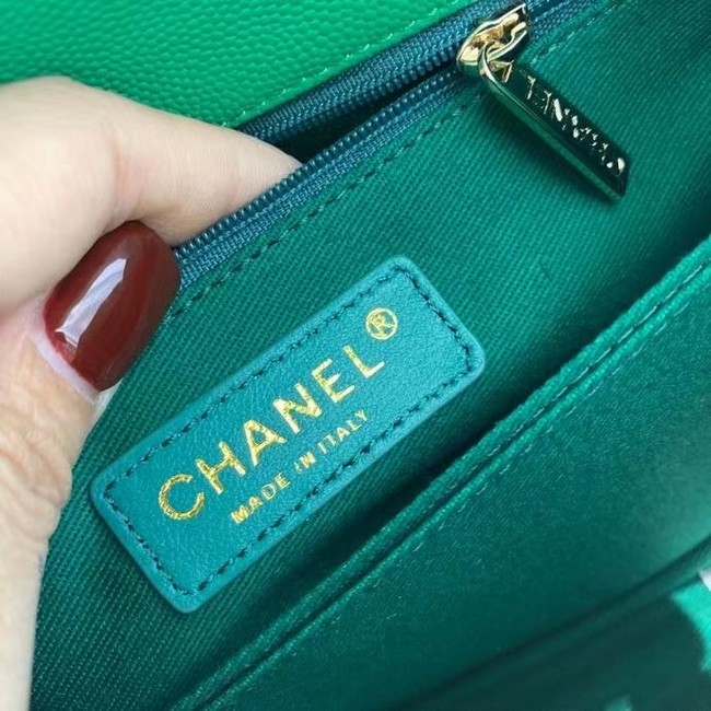 Chanel flap bag with top handle A92990 green