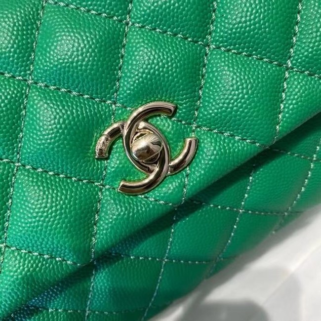 Chanel flap bag with top handle A92990 green