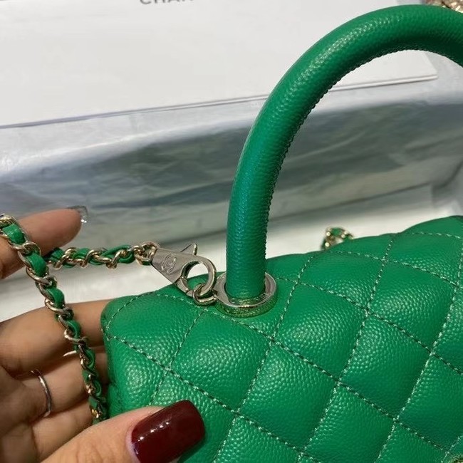 Chanel flap bag with top handle A92990 green