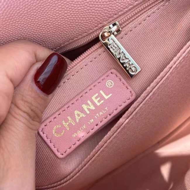 Chanel flap bag with top handle A92990 pink