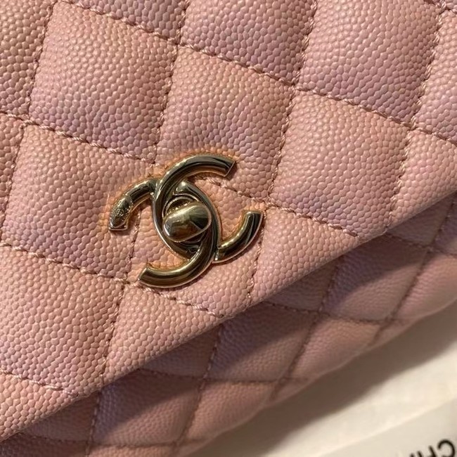 Chanel flap bag with top handle A92990 pink