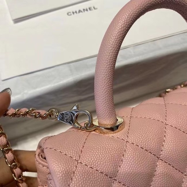 Chanel flap bag with top handle A92990 pink