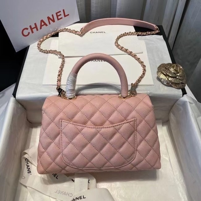 Chanel flap bag with top handle A92990 pink