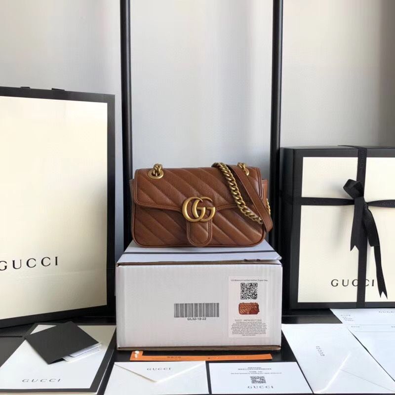 Gucci GG Marmont small shoulder bag 446744 Brown