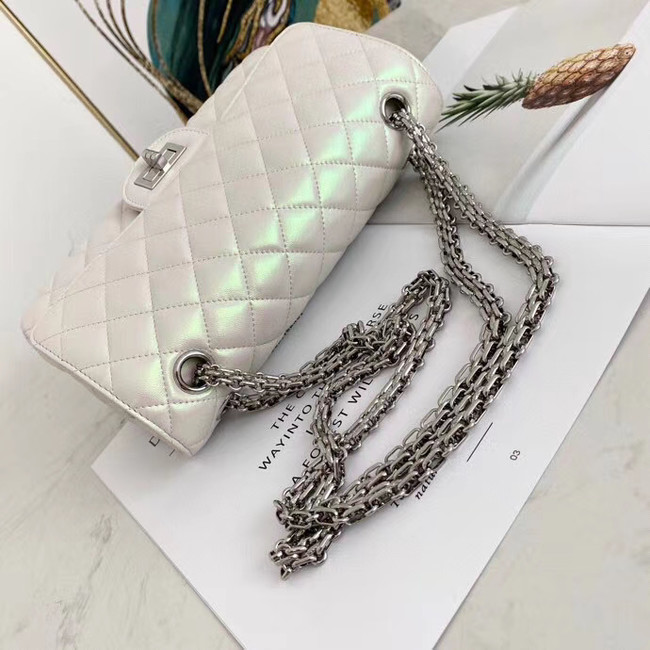 Chanel classic handbag Iridescent Calfskin 30225 Light apricot