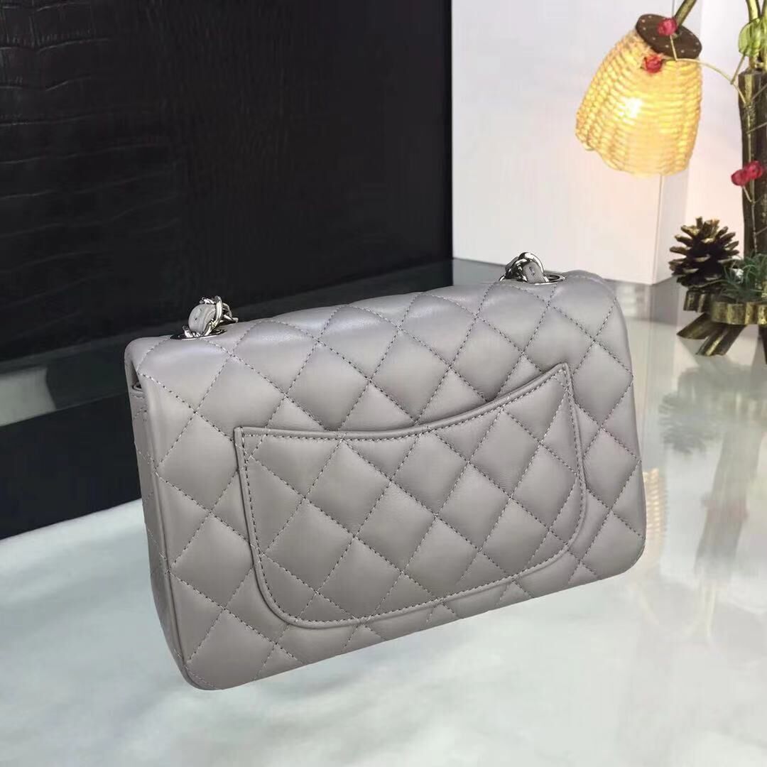 Chanel flap bag Gray A1116 Silver