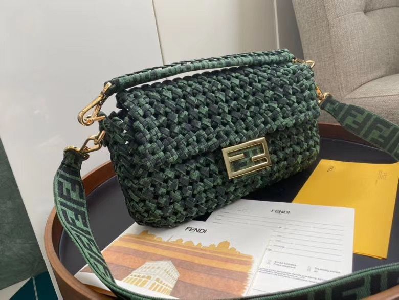 FENDI Baguette Shoulder Bag F0388 Green