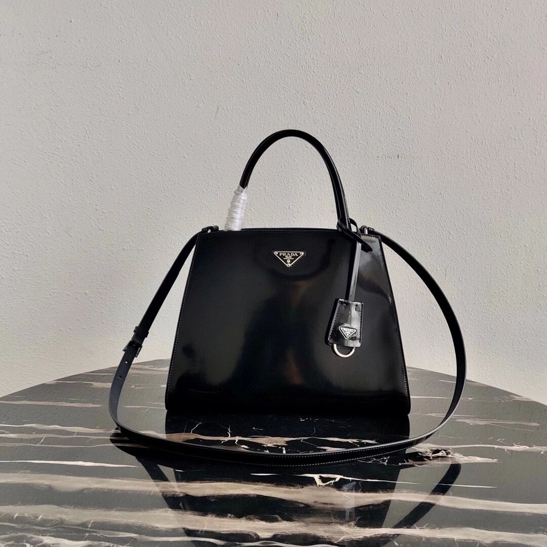 Prada Brushed leather handbag 1BA321 black