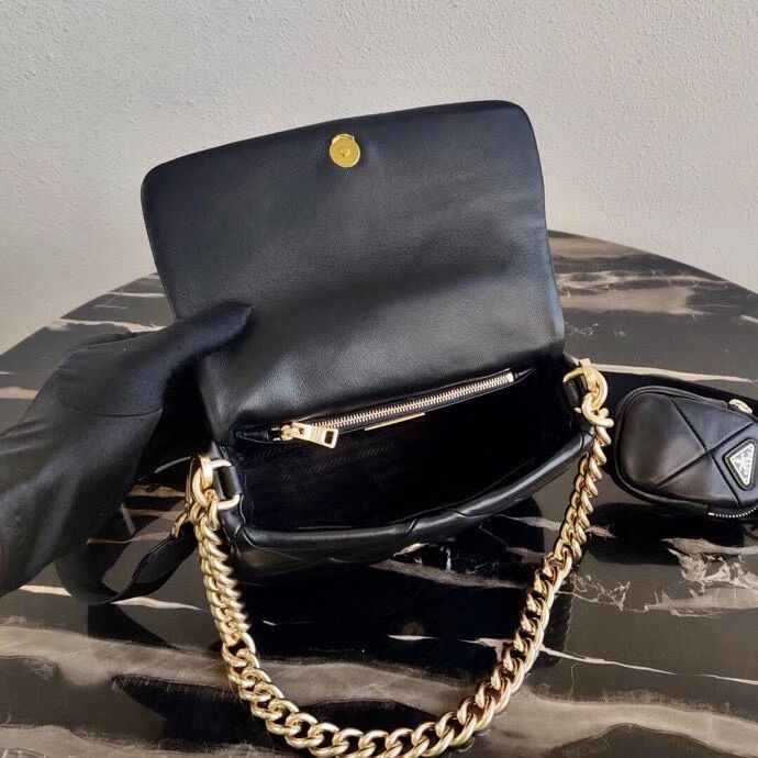 Prada Gaufre nappa leather shoulder bag 1BD292A black