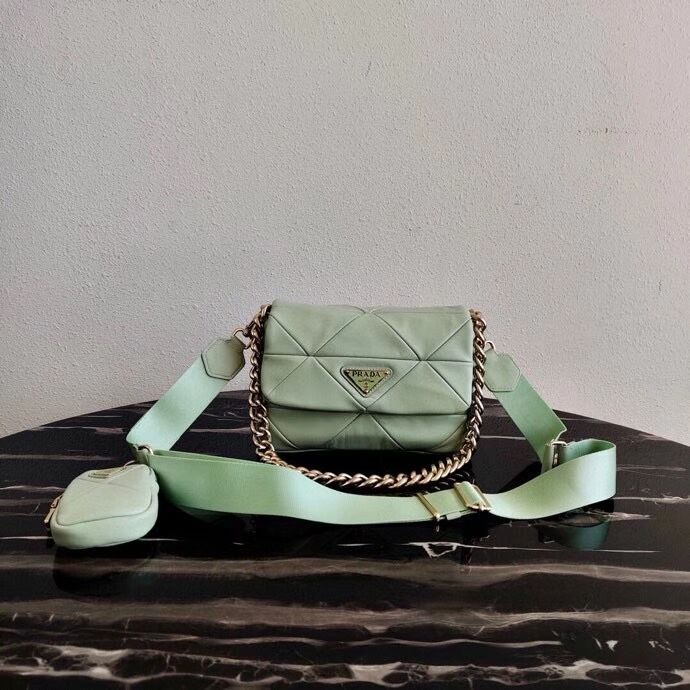 Prada Gaufre nappa leather shoulder bag 1BD292A light green