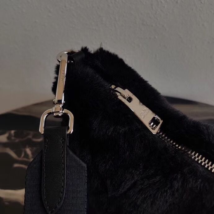 Prada Mink hair shoulder bag 1BC151M black