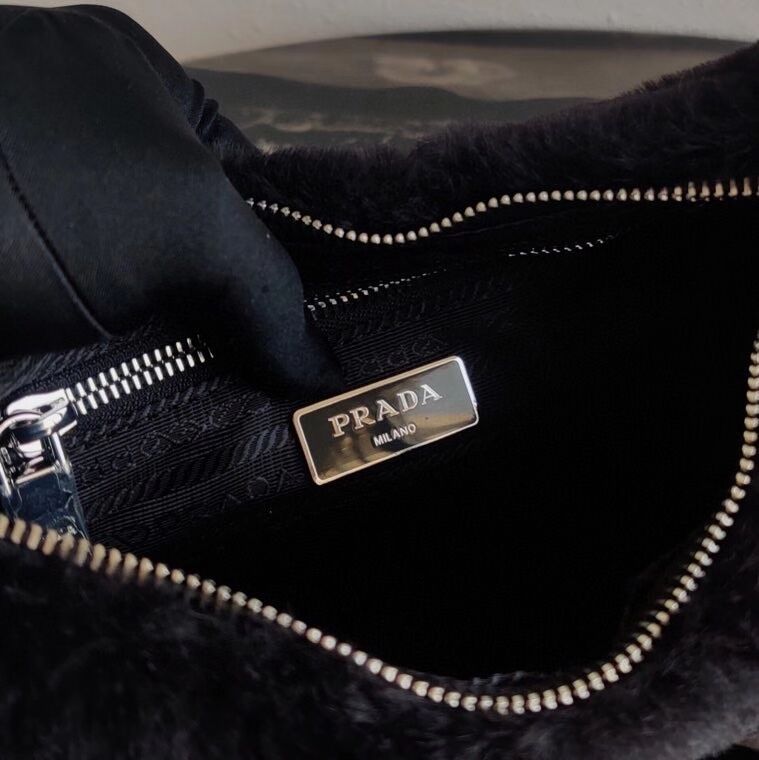 Prada Mink hair shoulder bag 1BC151M black