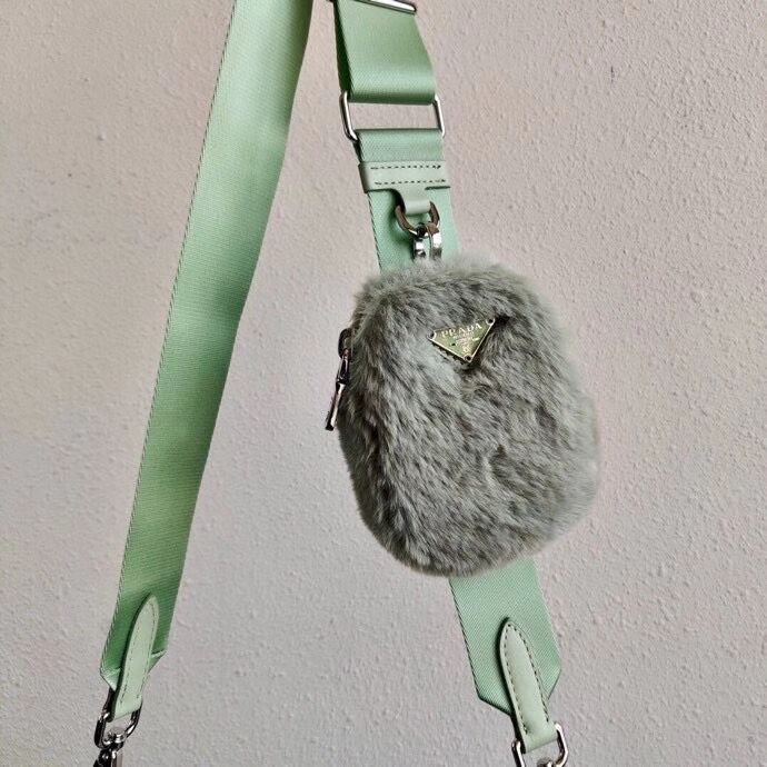 Prada Mink hair shoulder bag 1BC151M light green